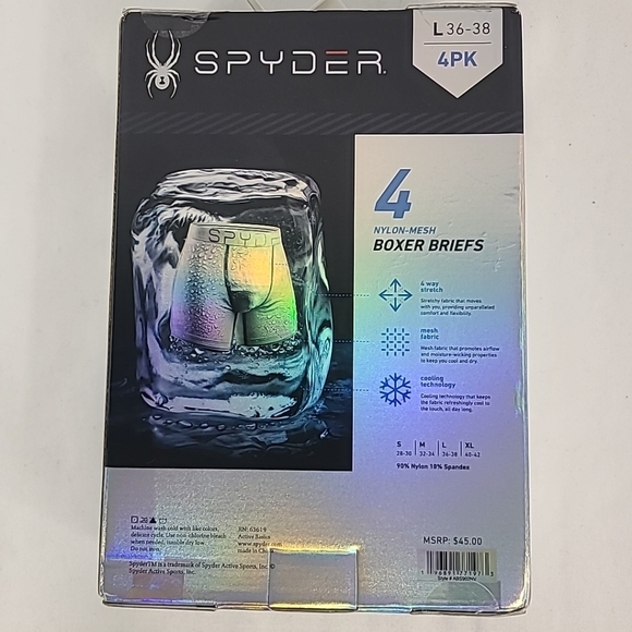 NEW Spyder 4-Pack Men Performance Boxer Briefs Sz L (36-38) Black Blue *dirt - Picture 4 of 5